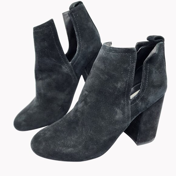 Steve Madden 8M Norelle Nayna Leather Heeled Ankle Booties With Side Cutouts - Picture 1 of 7